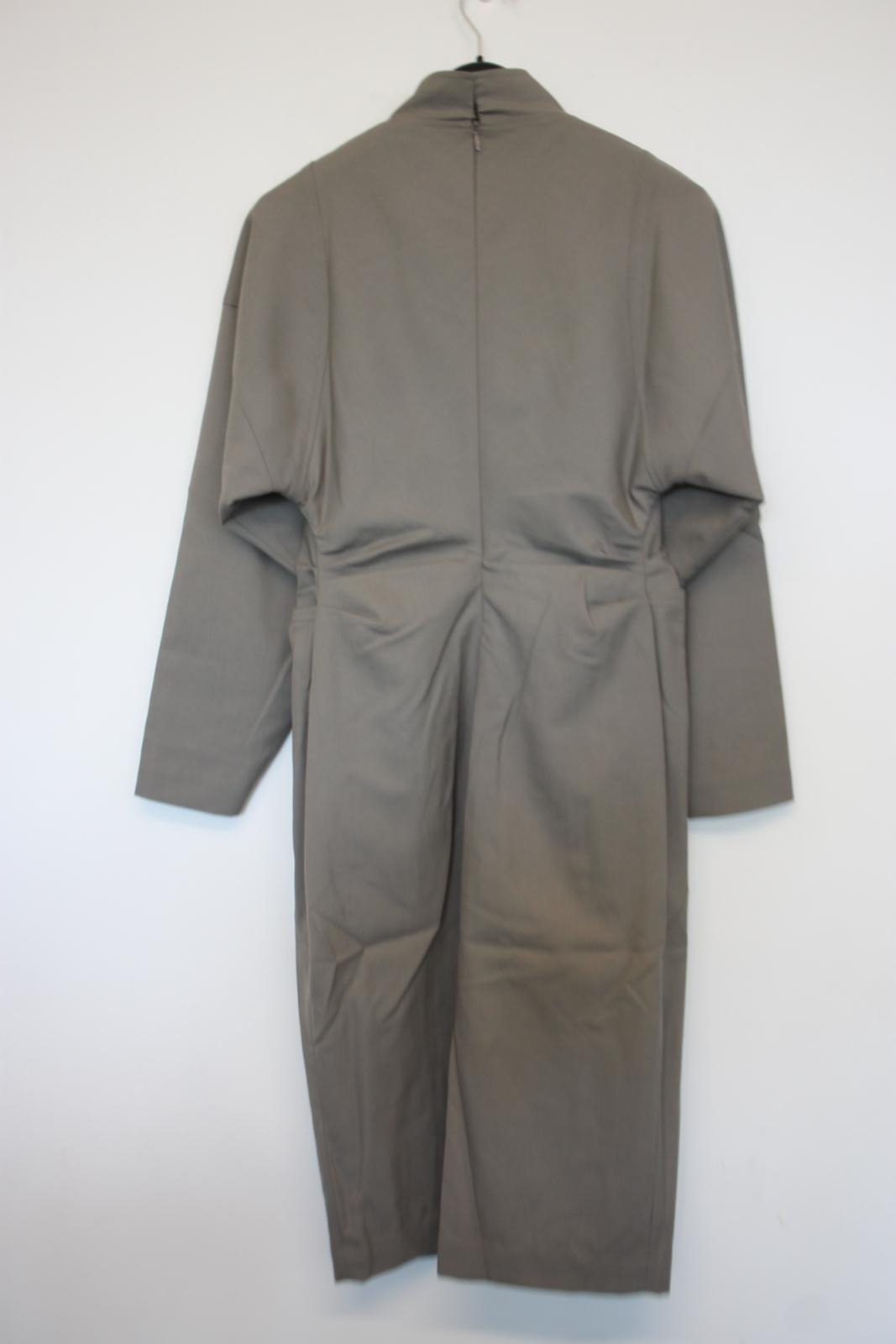 REJINA PYO Ladies Grey Wool Blend High Neck Trench Coat EU36 UK8 NEW