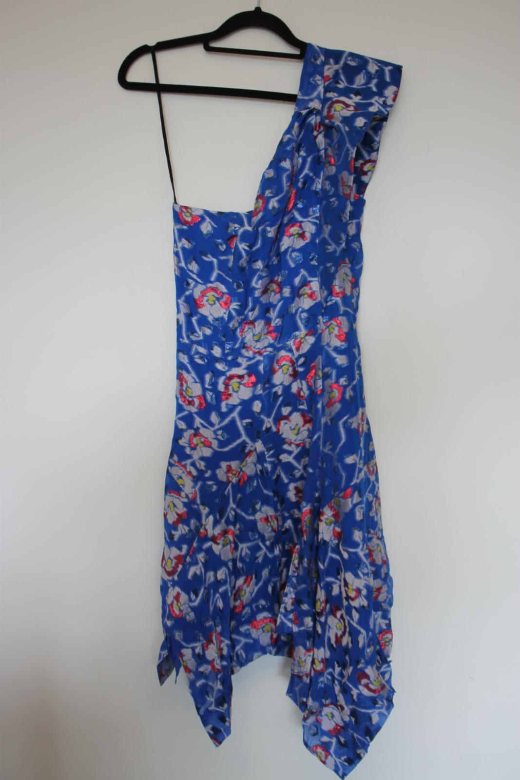 ISABEL MARANT Ladies Blue Floral Silk One Shoulder Dress EU36 UK8 NEW