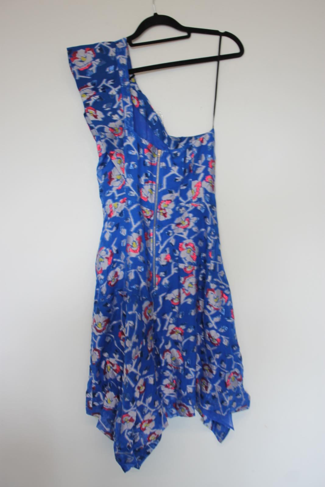 ISABEL MARANT Ladies Blue Floral Silk One Shoulder Dress EU36 UK8 NEW