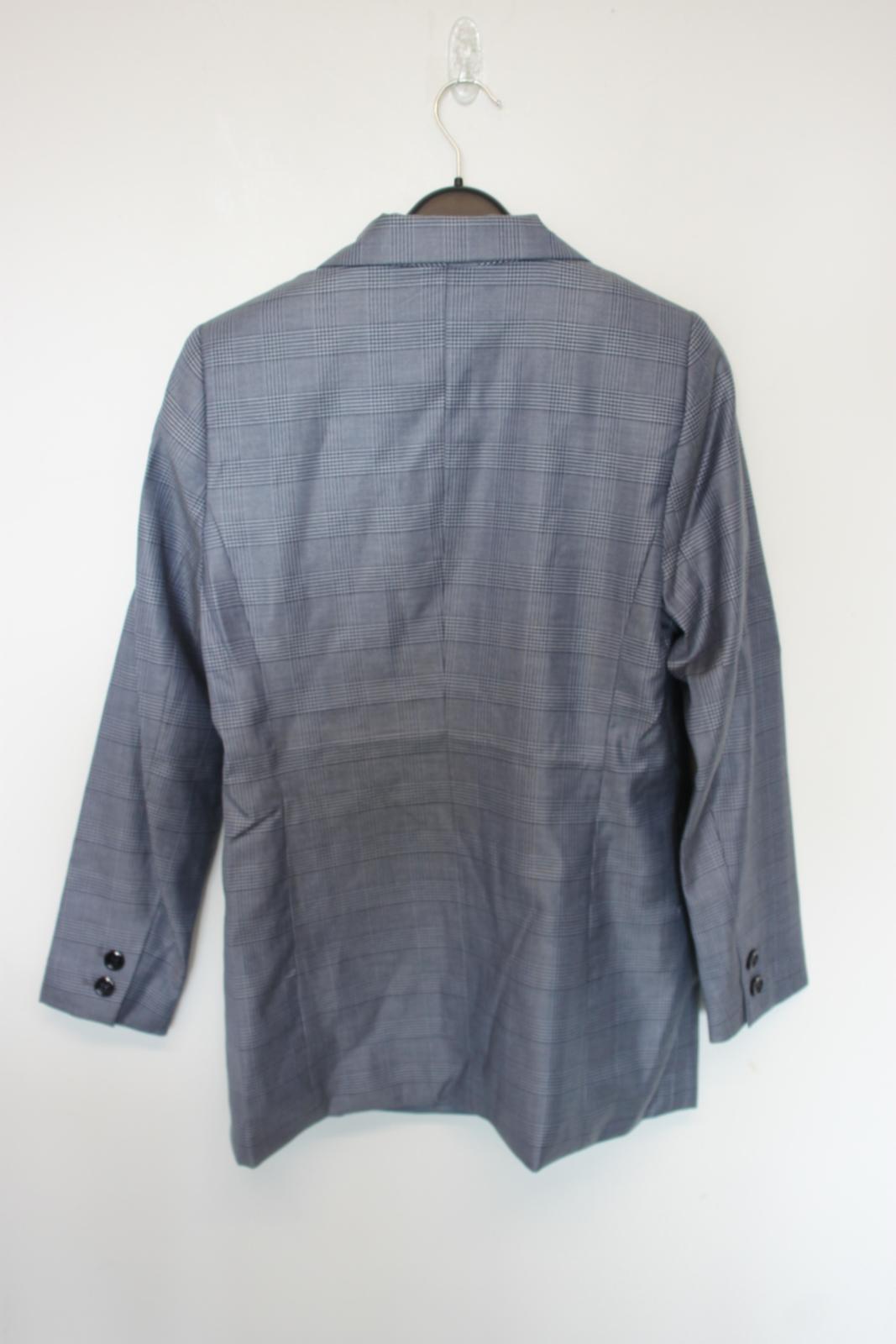 GANNI Ladies Grey Check Silk/Wool Blazer Suit Jacket EU36 UK8 NEW