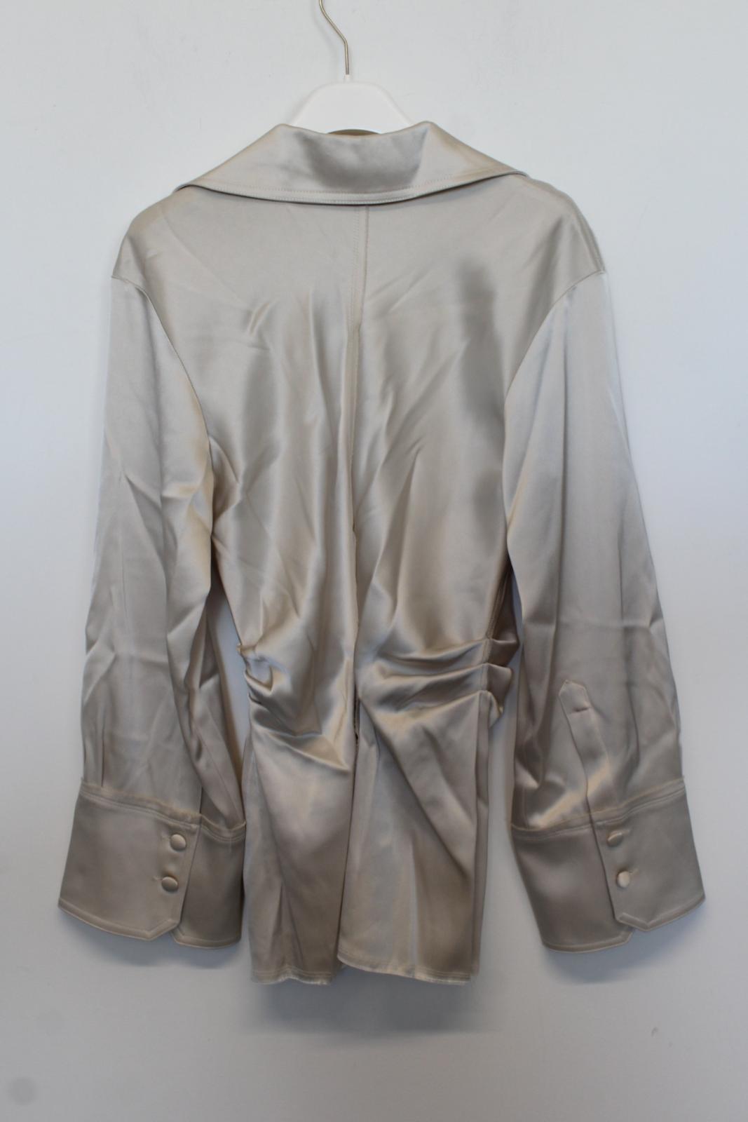 NANUSHKA Ladies Cream Beige Long Sleeve Raw Edge Ruched Waist Shirt XS NEW