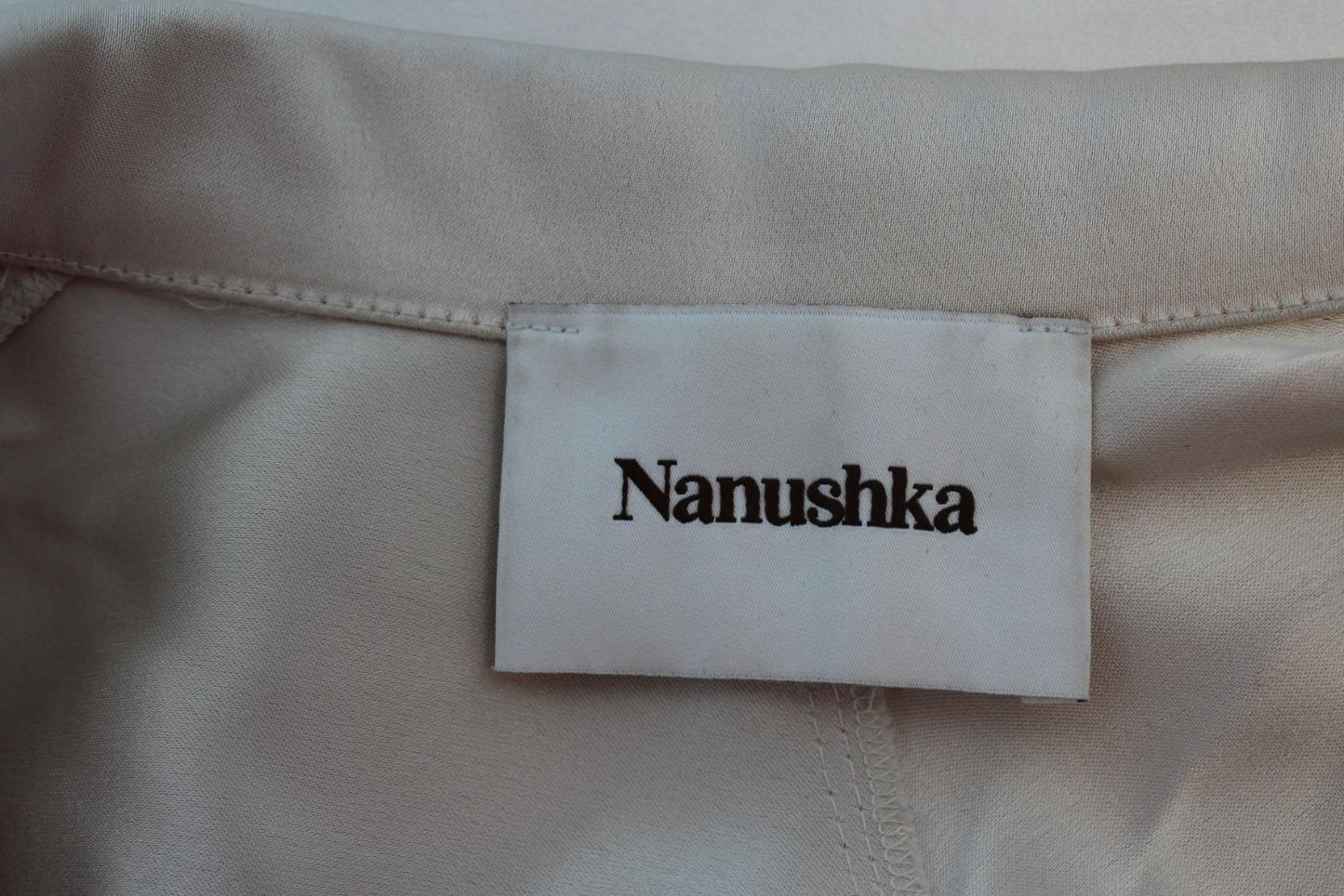 NANUSHKA Ladies Cream Beige Long Sleeve Raw Edge Ruched Waist Shirt XS NEW