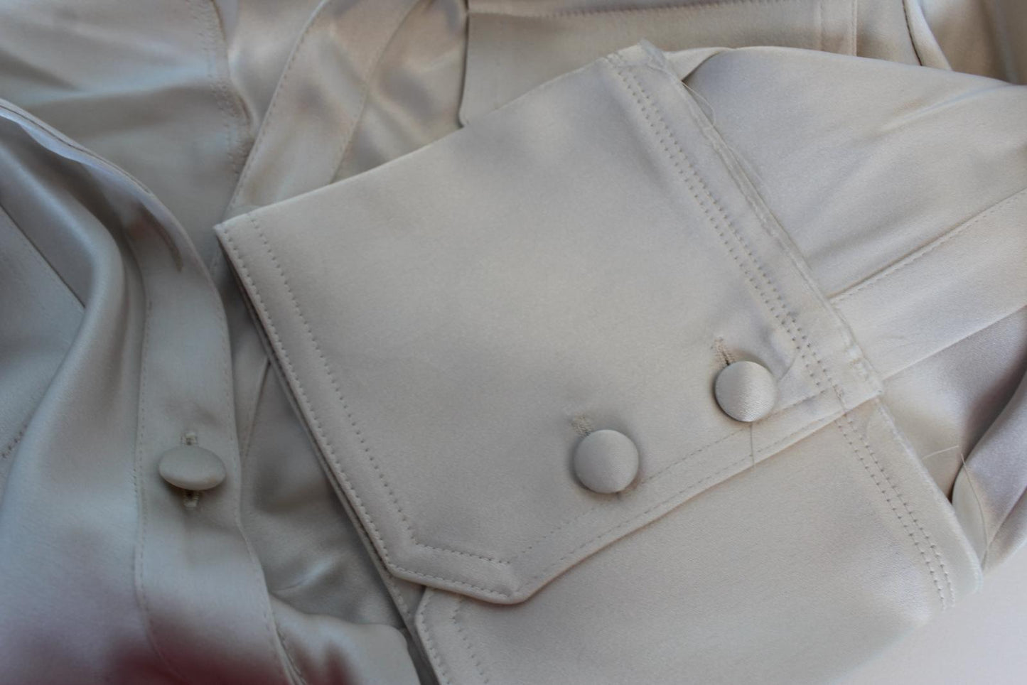 NANUSHKA Ladies Cream Beige Long Sleeve Raw Edge Ruched Waist Shirt XS NEW