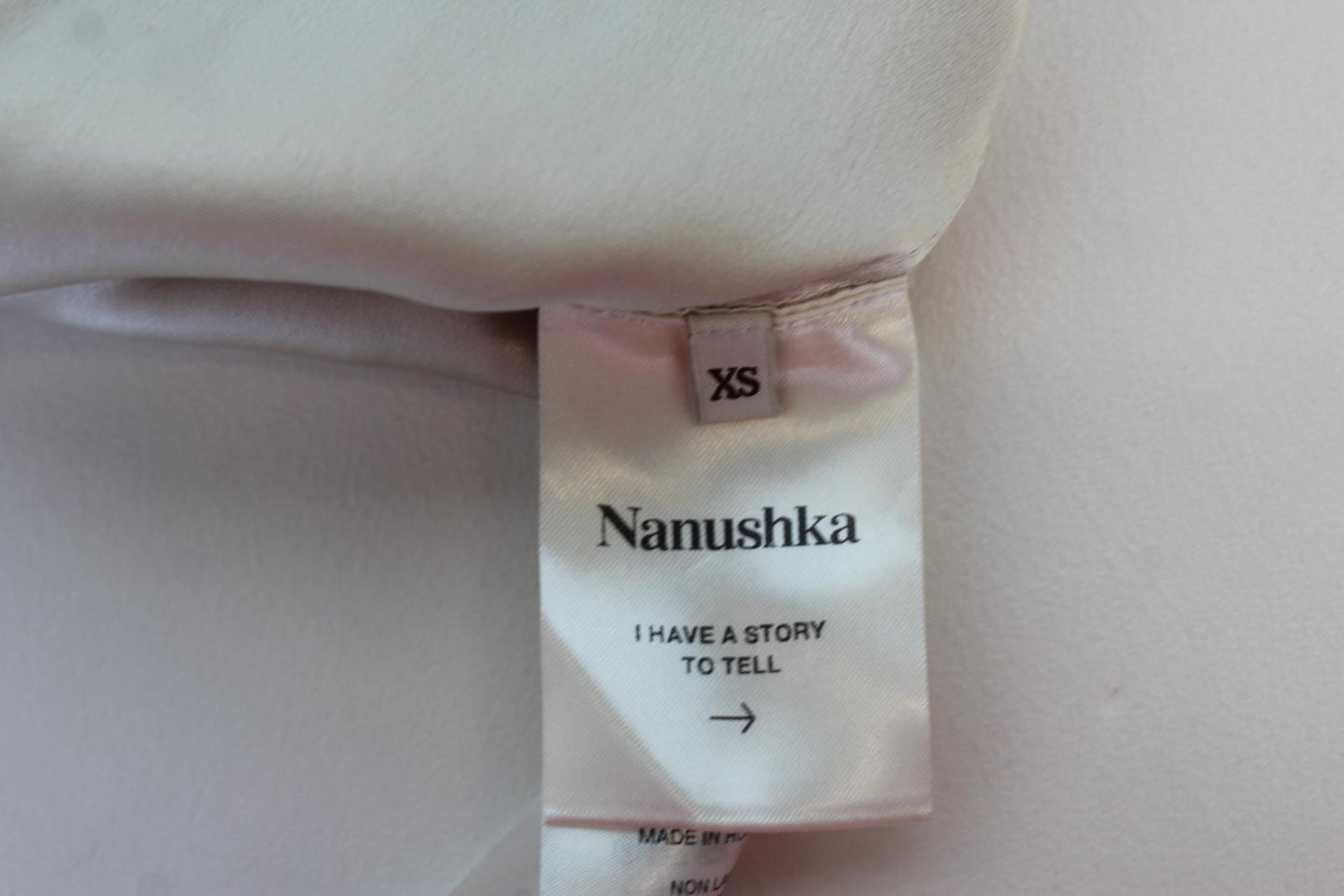NANUSHKA Ladies Cream Beige Long Sleeve Raw Edge Ruched Waist Shirt XS NEW