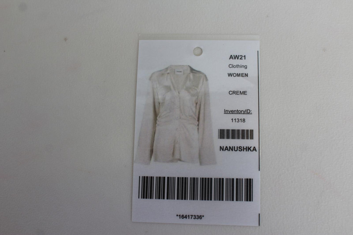 NANUSHKA Ladies Cream Beige Long Sleeve Raw Edge Ruched Waist Shirt XS NEW