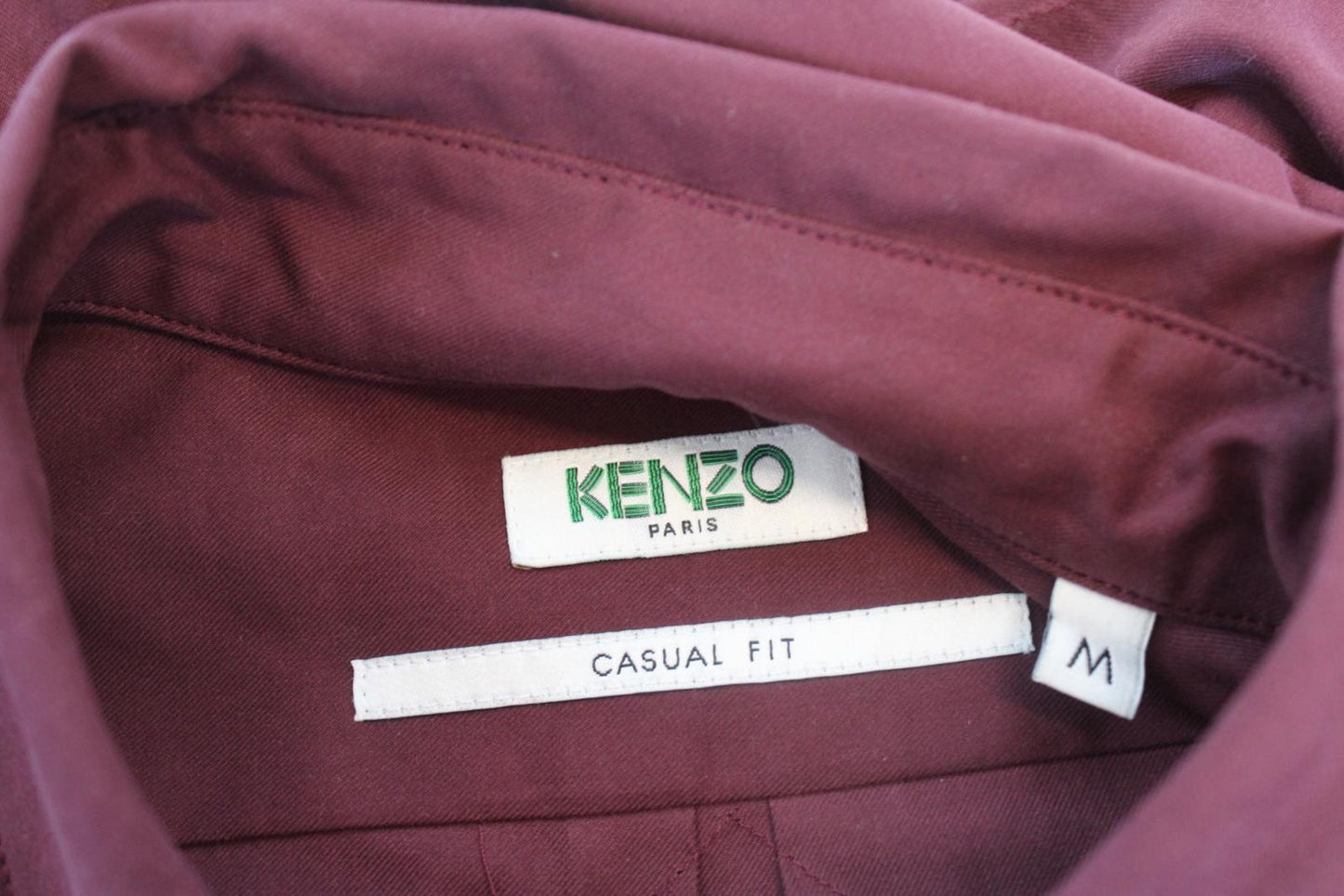 KENZO Men's Burgundy Red Casual Fit Tiger Logo Button Down Cotton Shirt M NEW