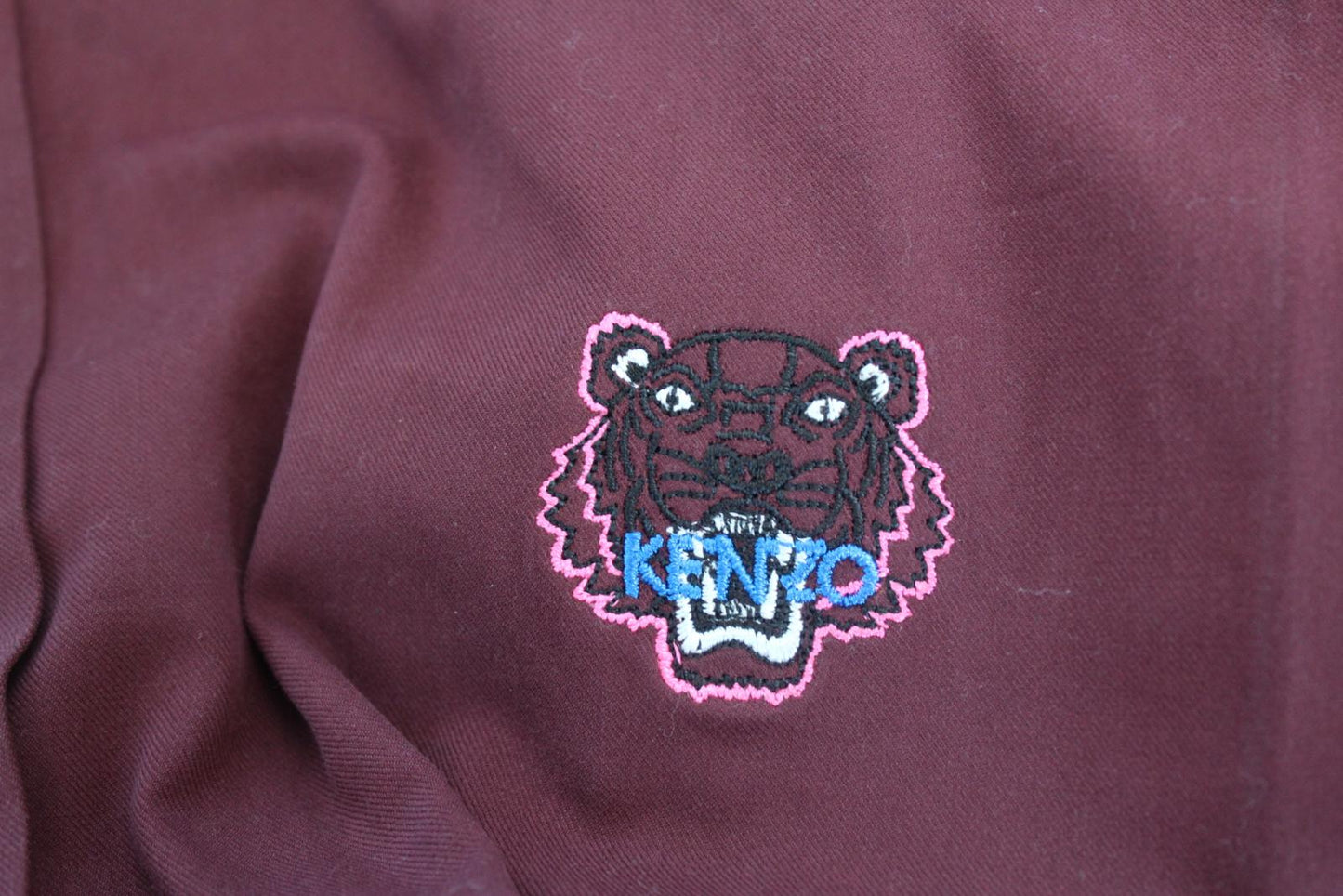KENZO Men's Burgundy Red Casual Fit Tiger Logo Button Down Cotton Shirt M NEW