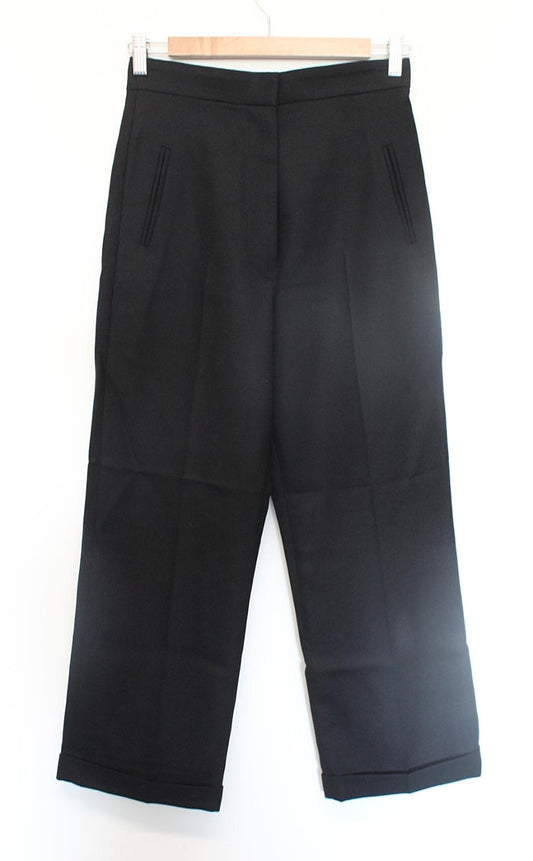 JACQUEMUS Ladies Le Rivera Black Zip Cropped Wool Trousers EU36 UK8 W27 L24 NEW