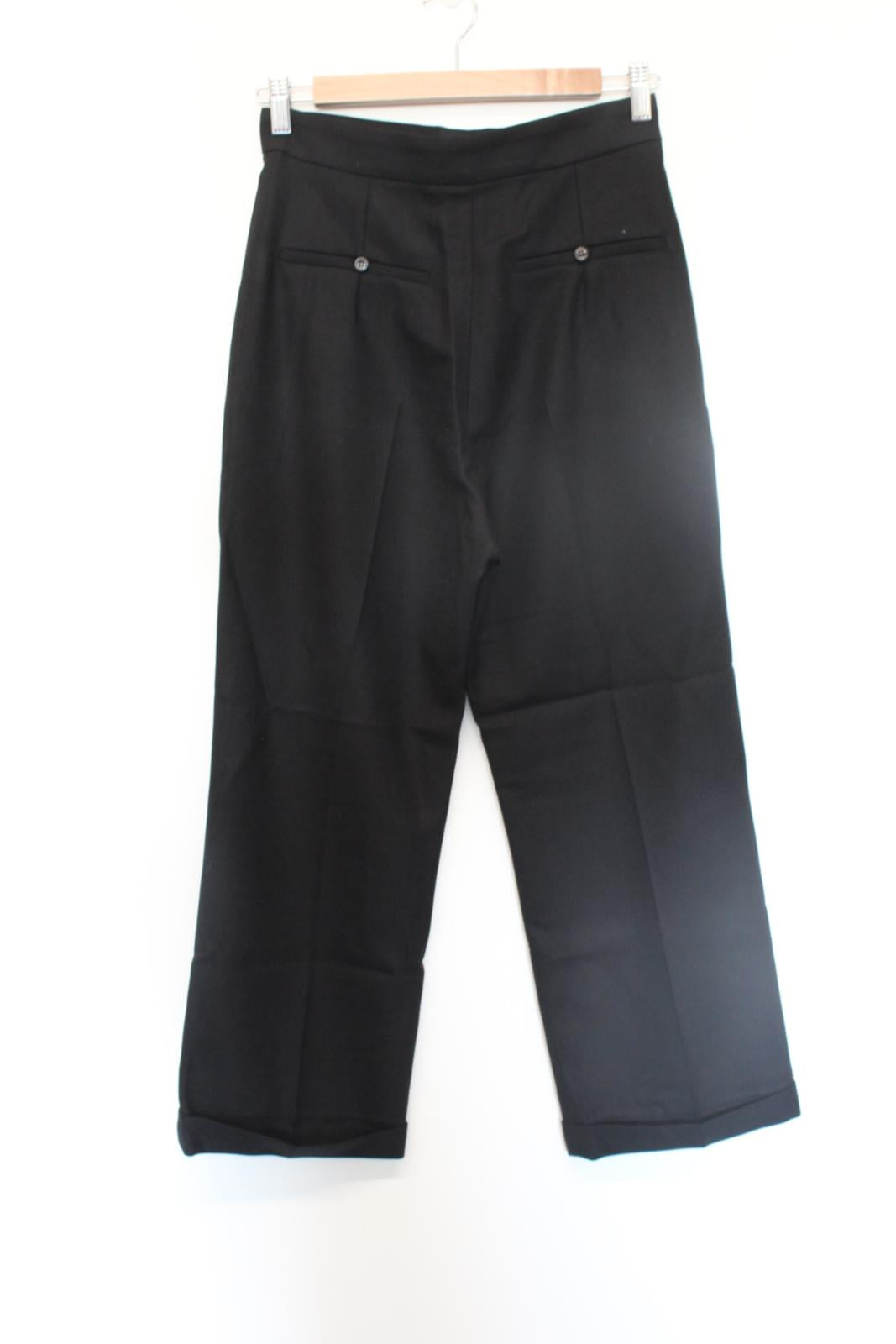 JACQUEMUS Ladies Le Rivera Black Zip Cropped Wool Trousers EU36 UK8 W27 L24 NEW