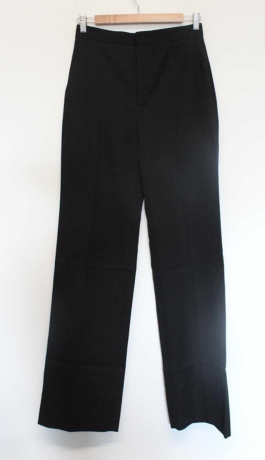 GIVENCHY Ladies Black High Waist Wide Leg Wool Trousers EU38 UK10 W29 L36 NEW