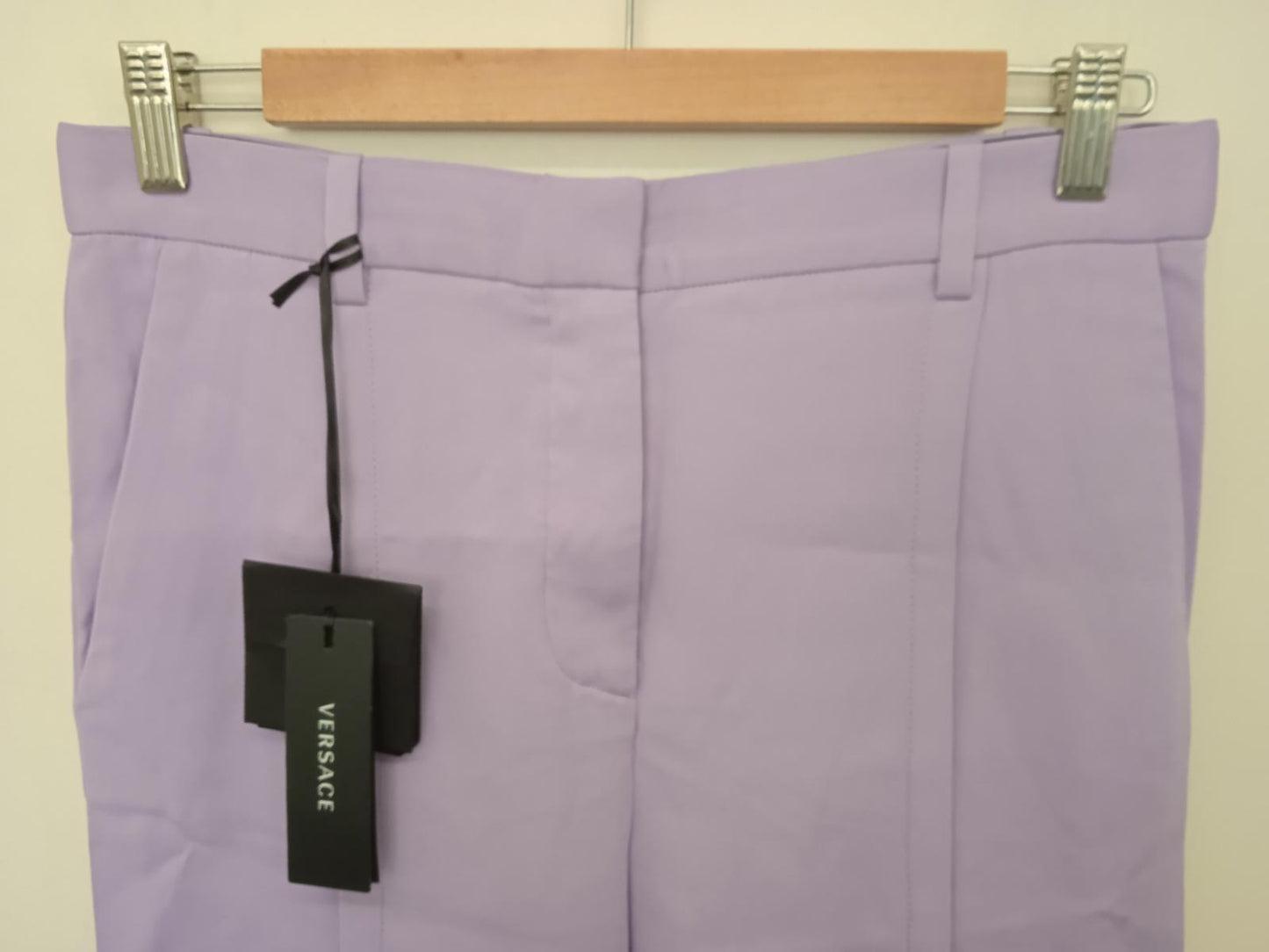 VERSACE Ladies Jacaranda Purple Slim Leg High Waist Trousers IT38 UK6 NEW