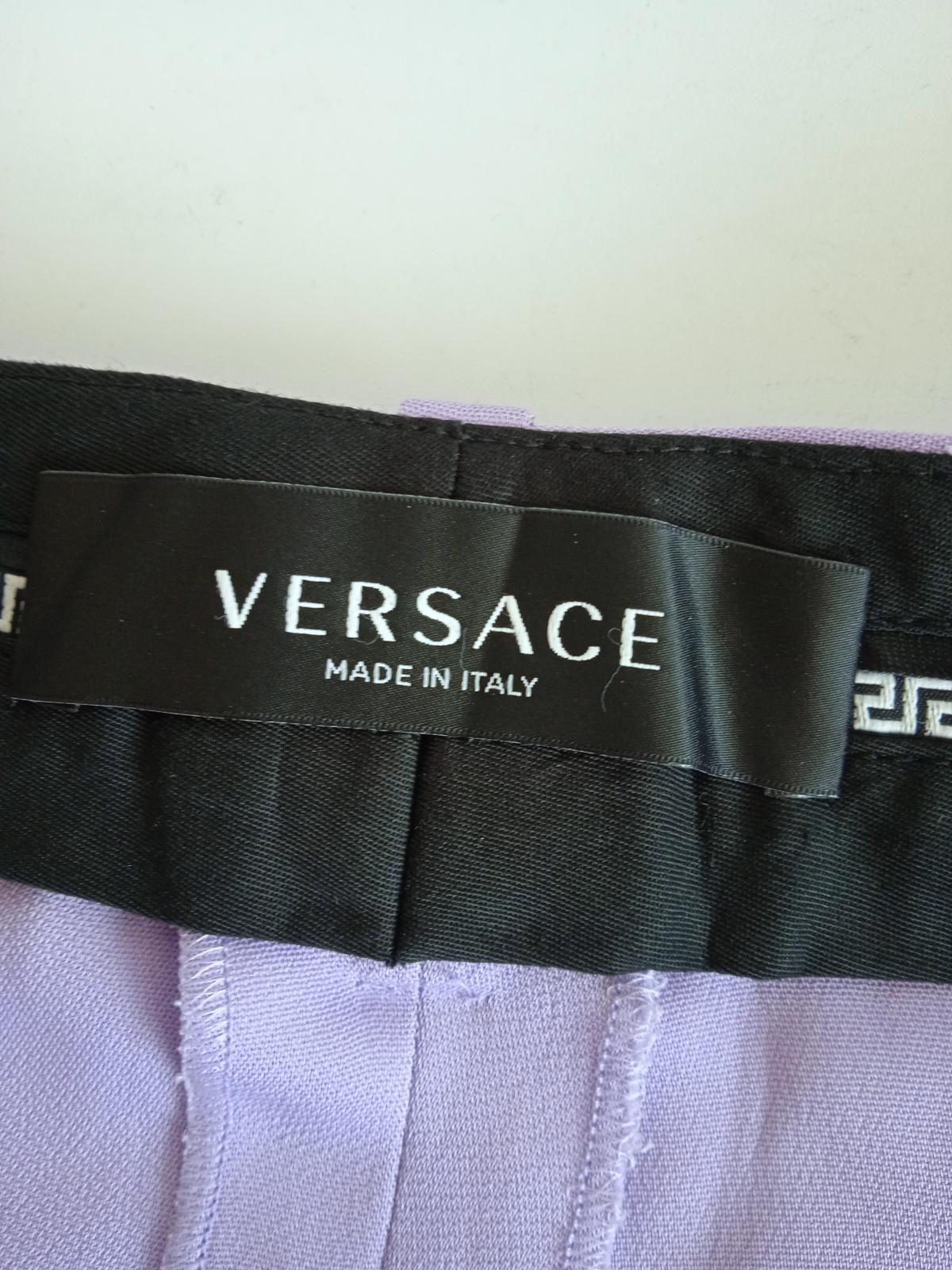VERSACE Ladies Jacaranda Purple Slim Leg High Waist Trousers IT38 UK6 NEW