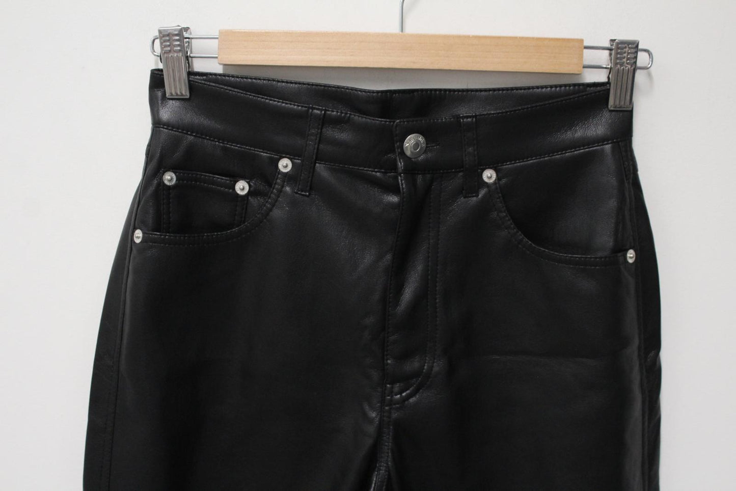 NANUSHKA Ladies Black Vegan Faux Leather Vinni 5-Pocket Trousers Size XS NEW