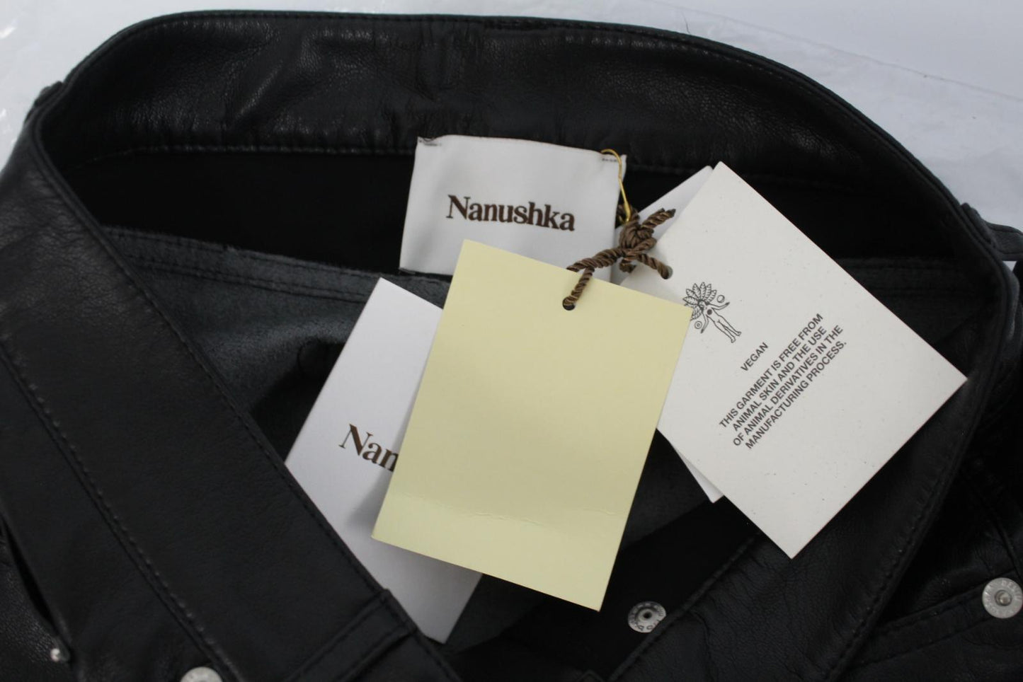 NANUSHKA Ladies Black Vegan Faux Leather Vinni 5-Pocket Trousers Size XS NEW