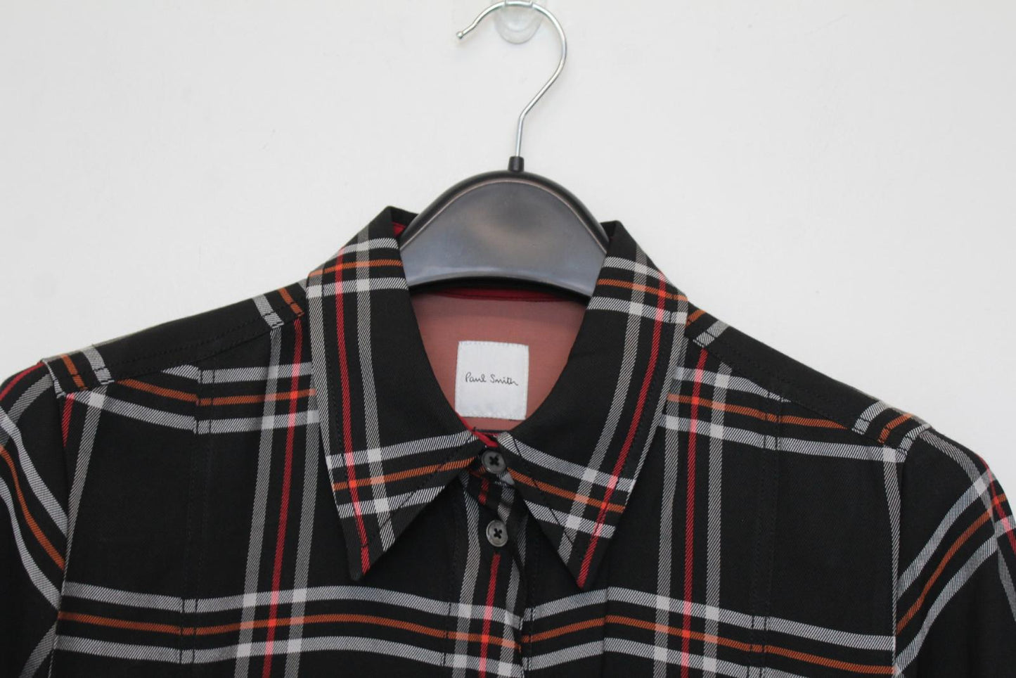 PAUL SMITH Ladies Black Check Print Short Sleeve Midi Shirt Dress IT40 UK8 NEW