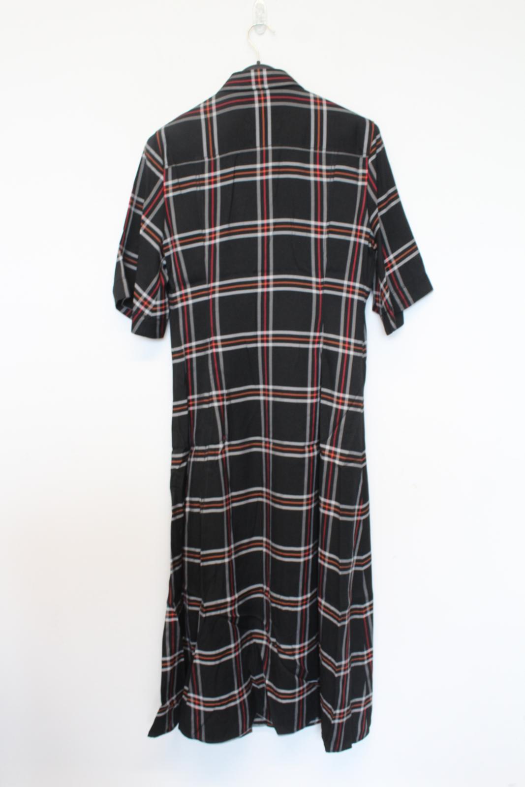 PAUL SMITH Ladies Black Check Print Short Sleeve Midi Shirt Dress IT40 UK8 NEW