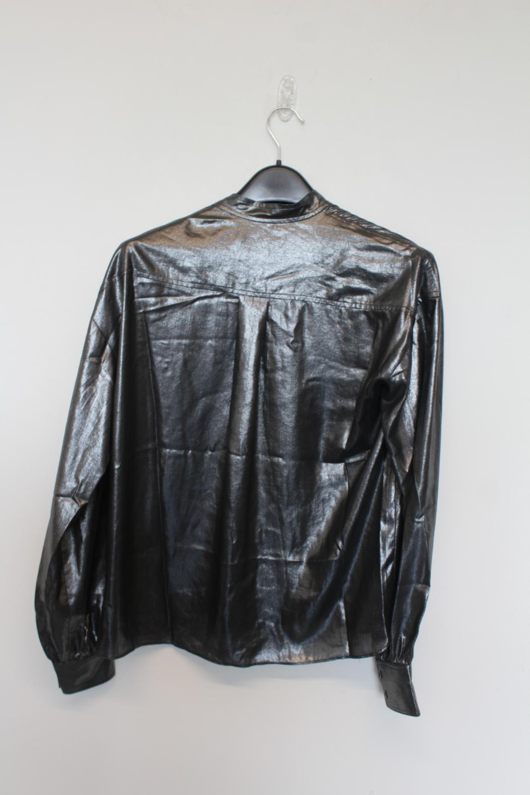 ISABEL MARANT Ladies Metallic Silver Grey Side Button Shirt FR36 UK8 NEW