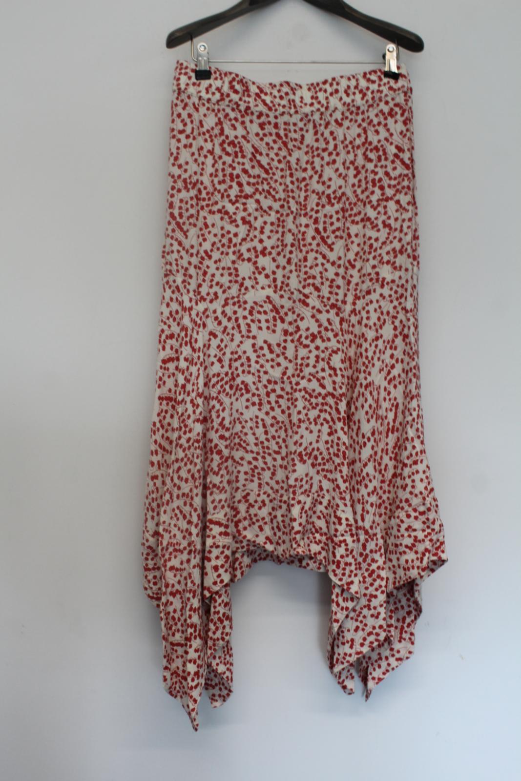 GANNI Ladies Red & Cream Tulip Print Elastic Waist Ala Skirt EU36 UK10 NEW