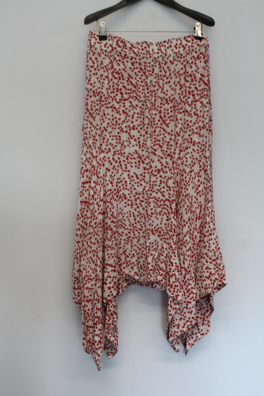 GANNI Ladies Red & Cream Tulip Print Elastic Waist Ala Skirt EU36 UK10 NEW