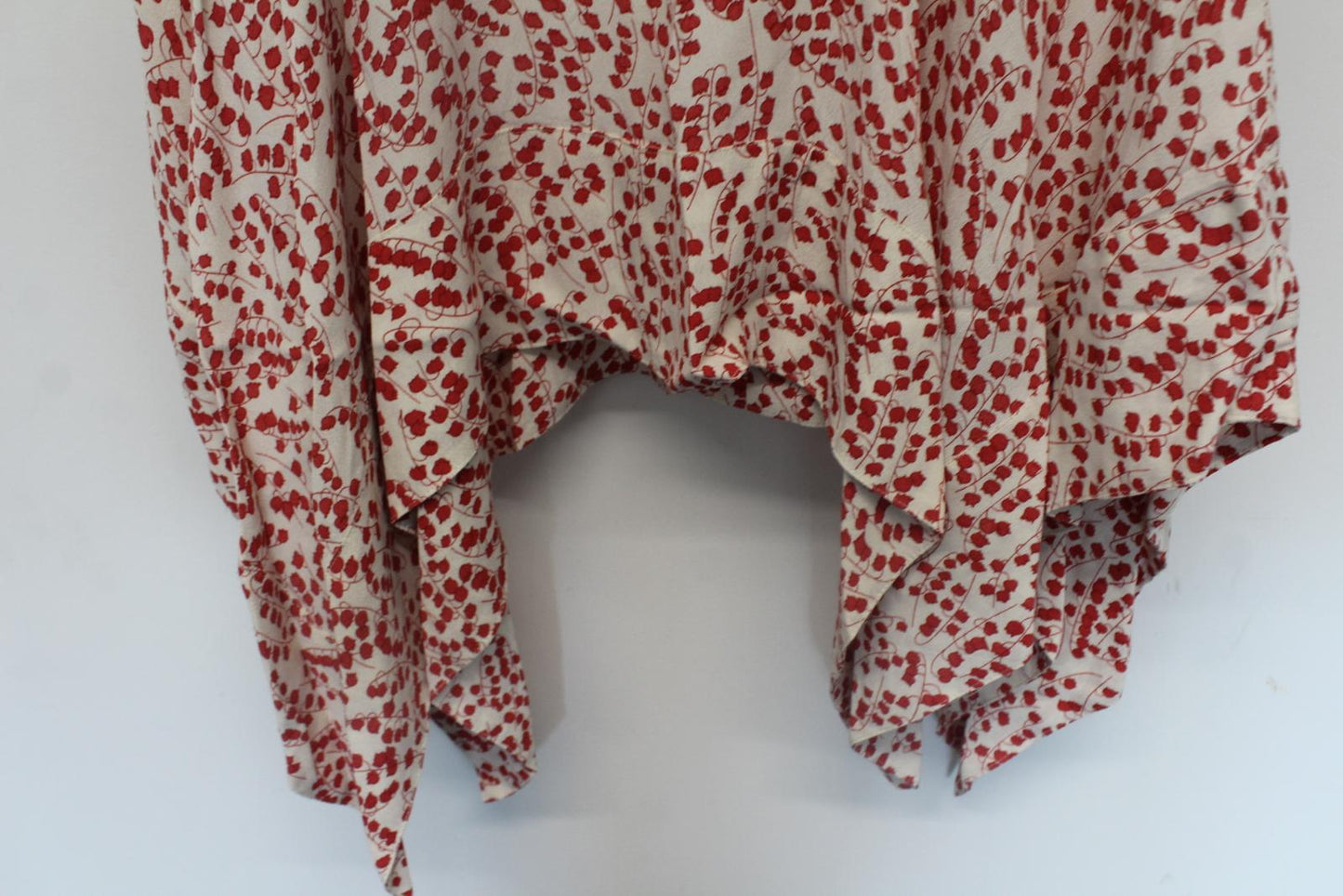 GANNI Ladies Red & Cream Tulip Print Elastic Waist Ala Skirt EU36 UK10 NEW