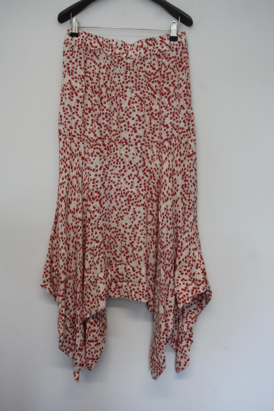 GANNI Ladies Red & Cream Tulip Print Elastic Waist Ala Skirt EU36 UK10 NEW