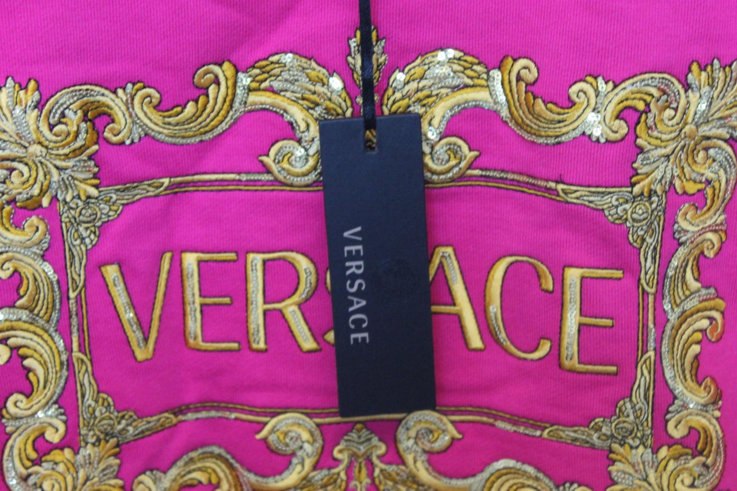 VERSACE Ladies Pink Cotton Embroidered Logo Sweatshirt Jumper XS BNWT