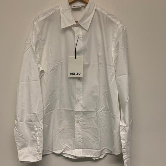KENZO White Men's Long Sleeve Collared Tiger Mini Logo Dress Shirt UK XL NEW