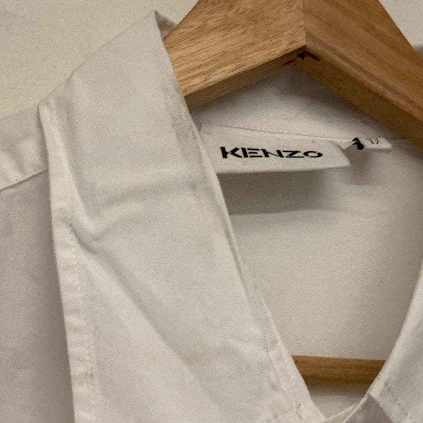 KENZO White Men's Long Sleeve Collared Tiger Mini Logo Dress Shirt UK XL NEW