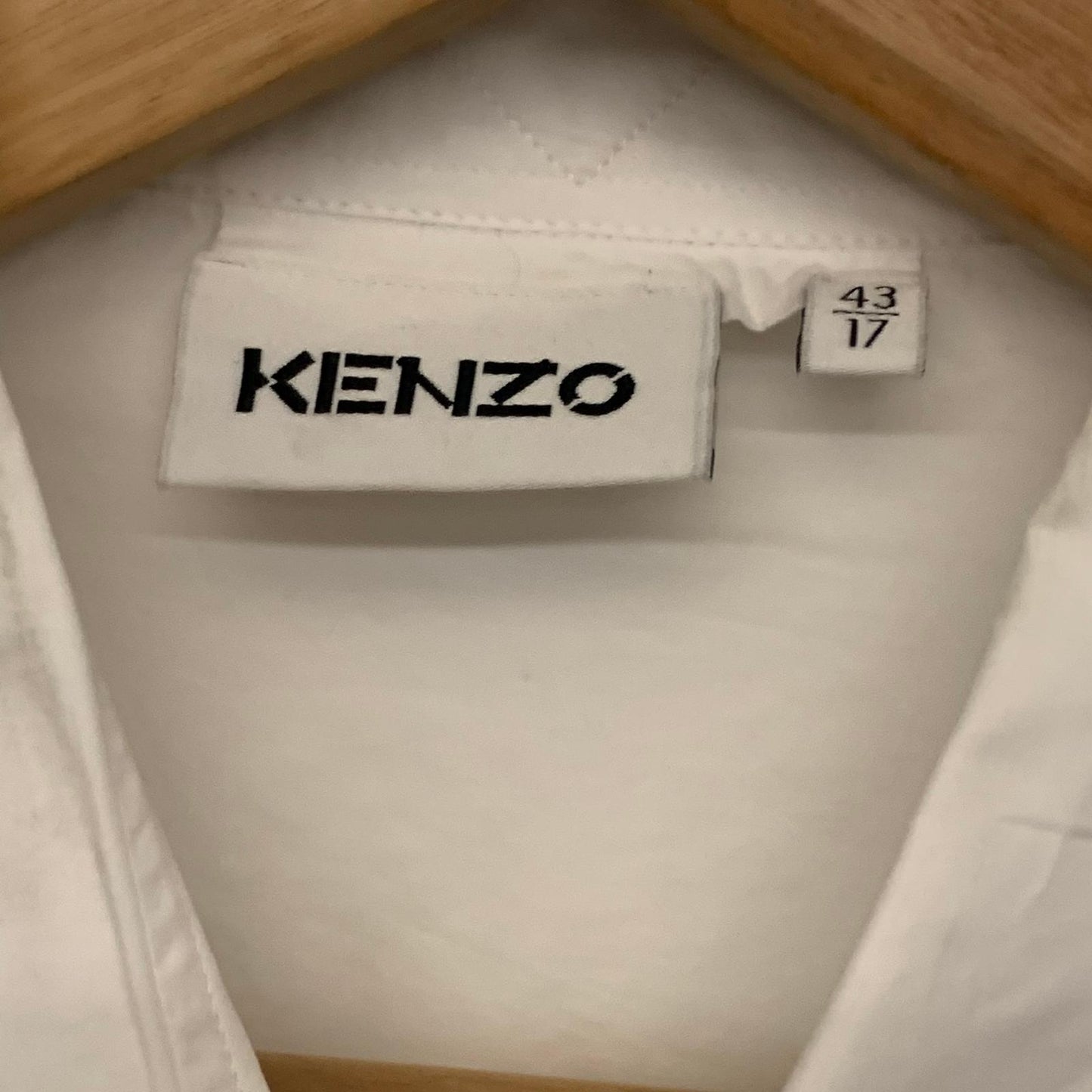 KENZO White Men's Long Sleeve Collared Tiger Mini Logo Dress Shirt UK XL NEW