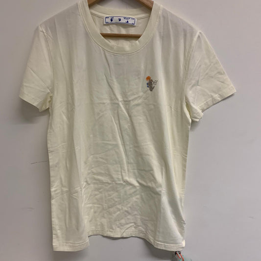 OFF-WHITE Yellow Men's Short Sleeve Crew Neck Flower Graphic T-Shirt M NEW
