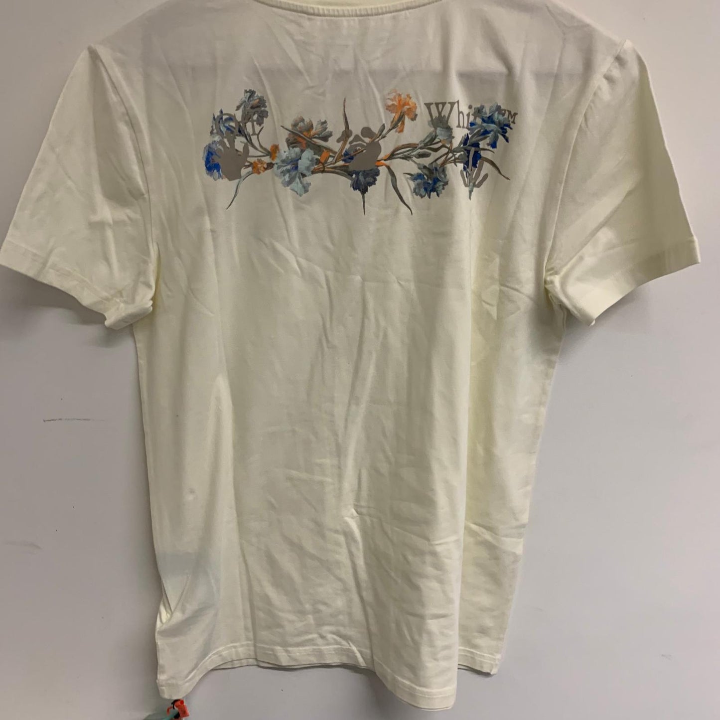 OFF-WHITE Yellow Men's Short Sleeve Crew Neck Flower Graphic T-Shirt M NEW