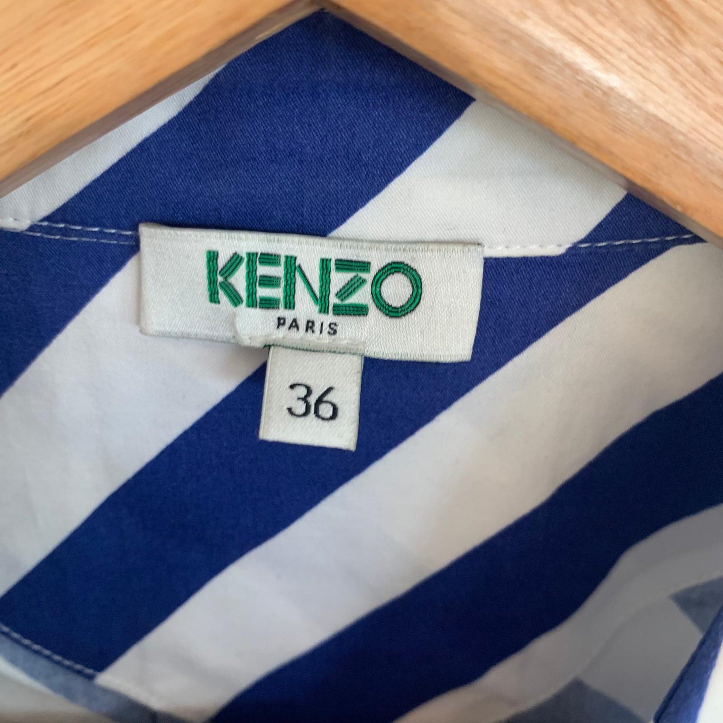KENZO Blue Ladies Long Sleeve Collared Basic Button-Up Size UK 8 NEW