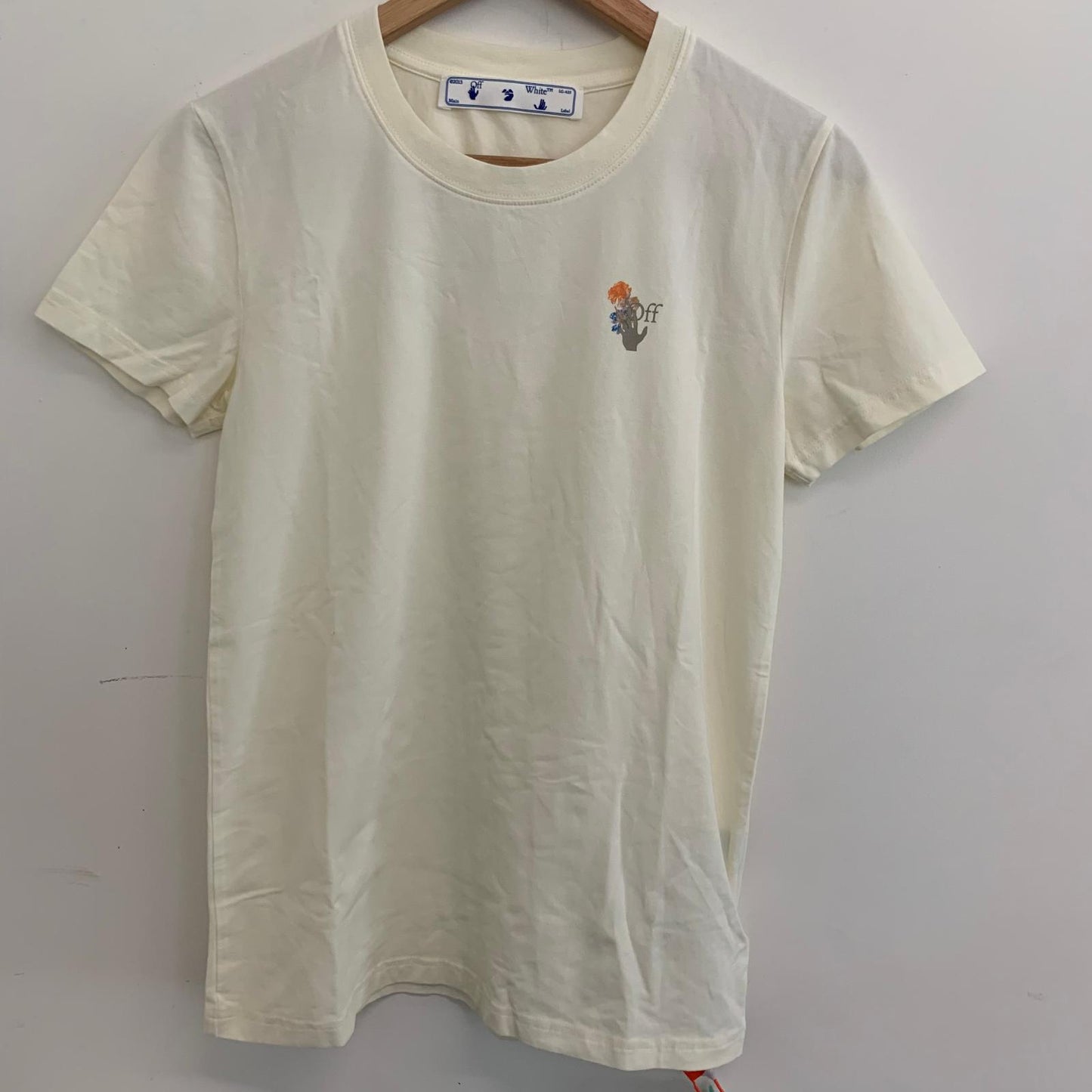 OFF-WHITE Yellow Ladies Short Sleeve Floral Beach Tee T-Shirt Size UK XS NEW