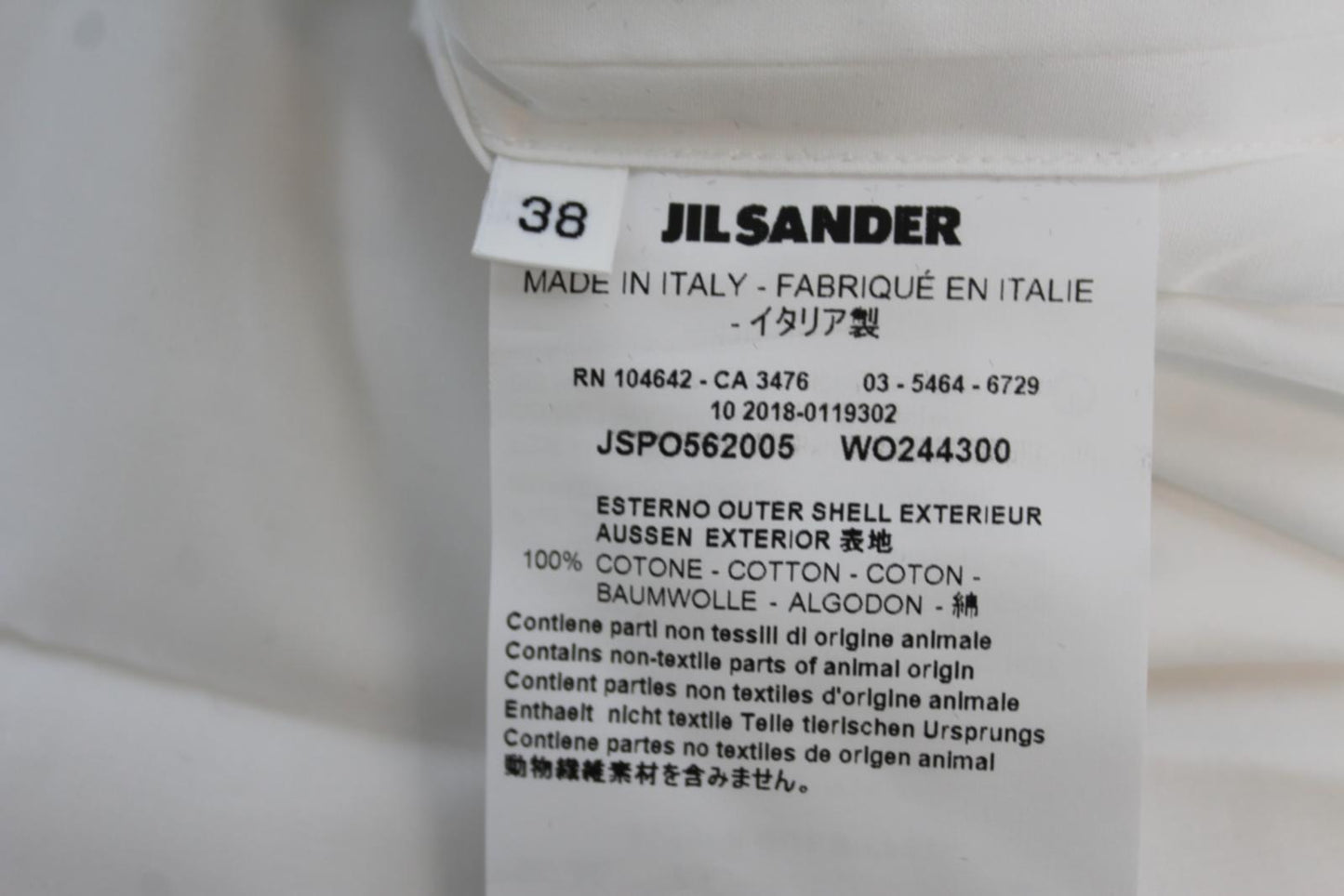 JIL SANDER Ladies White Asymmetric V-Neck Cotton Blouse Size 38 UK12 NEW