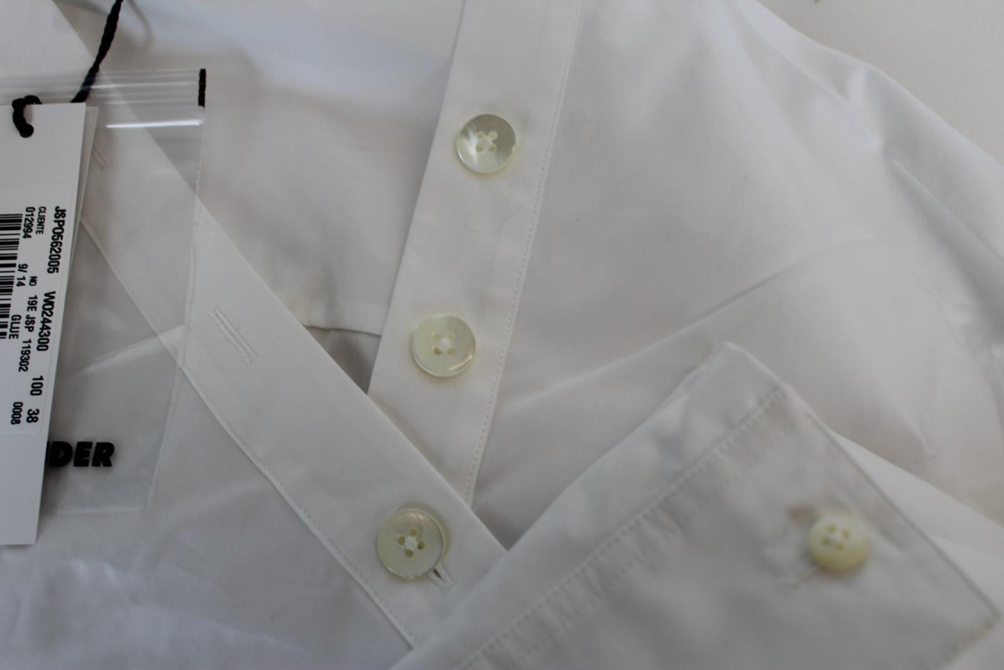 JIL SANDER Ladies White Asymmetric V-Neck Cotton Blouse Size 38 UK12 NEW