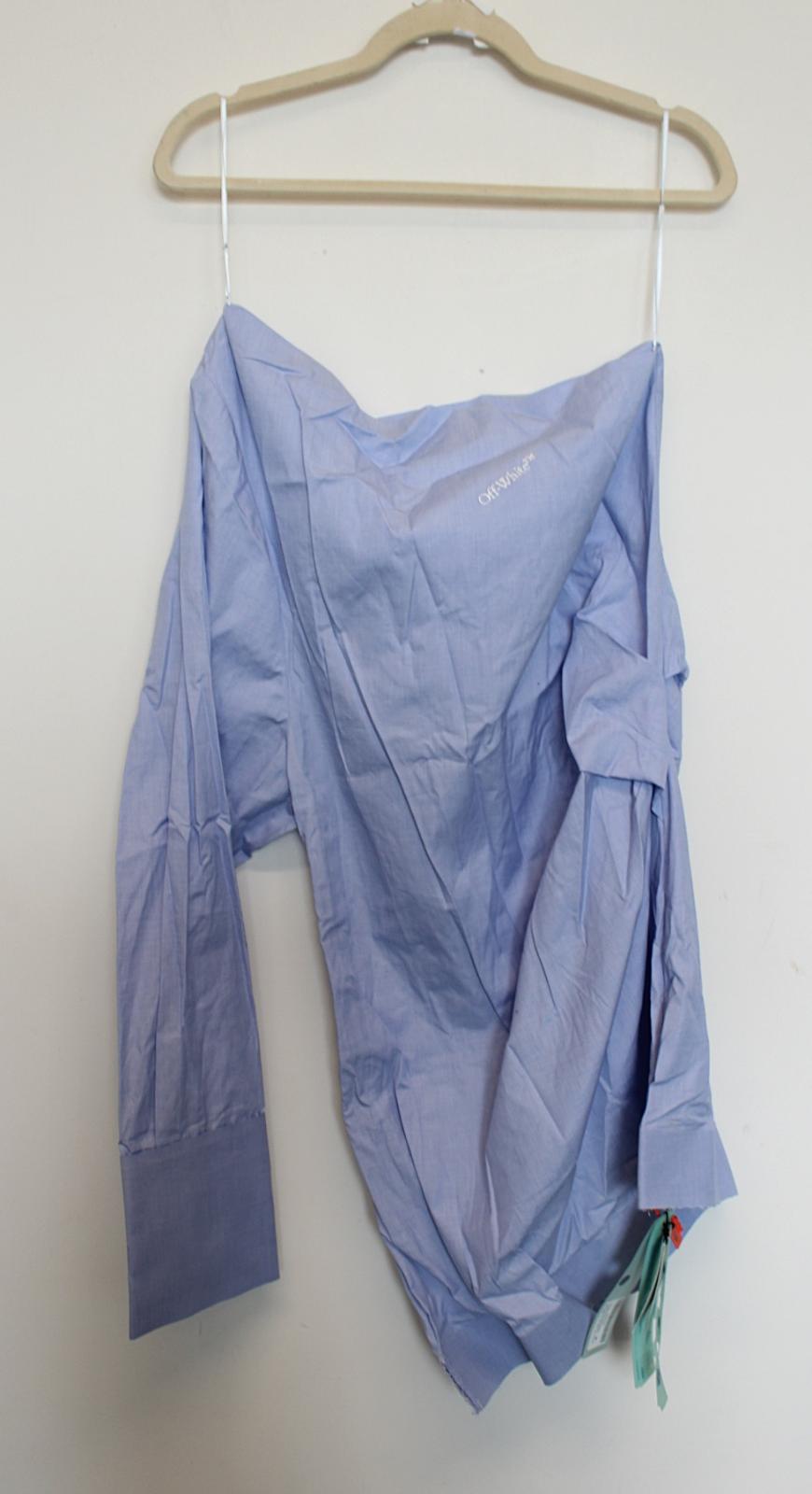 OFF-WHITE Ladies Oxford Light Blue Cotton One Shoulder Dress IT46 UK14 NEW