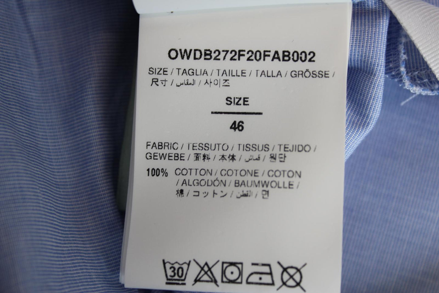 OFF-WHITE Ladies Oxford Light Blue Cotton One Shoulder Dress IT46 UK14 NEW