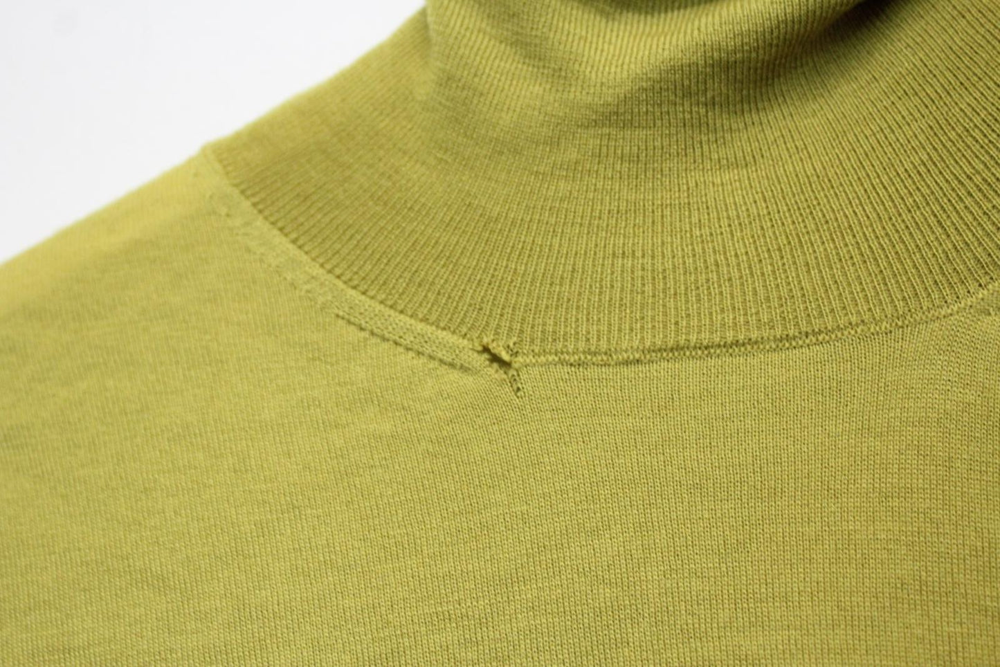 PRADA Ladies Yellow Green Roll Neck Short Sleeve Logo Wool Top IT40 UK8 NEW
