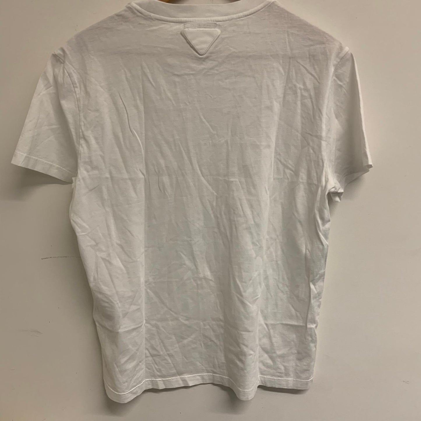 PRADA White Men's Short Sleeve Round Neck Triangle Badge T-Shirt Size UK M NEW