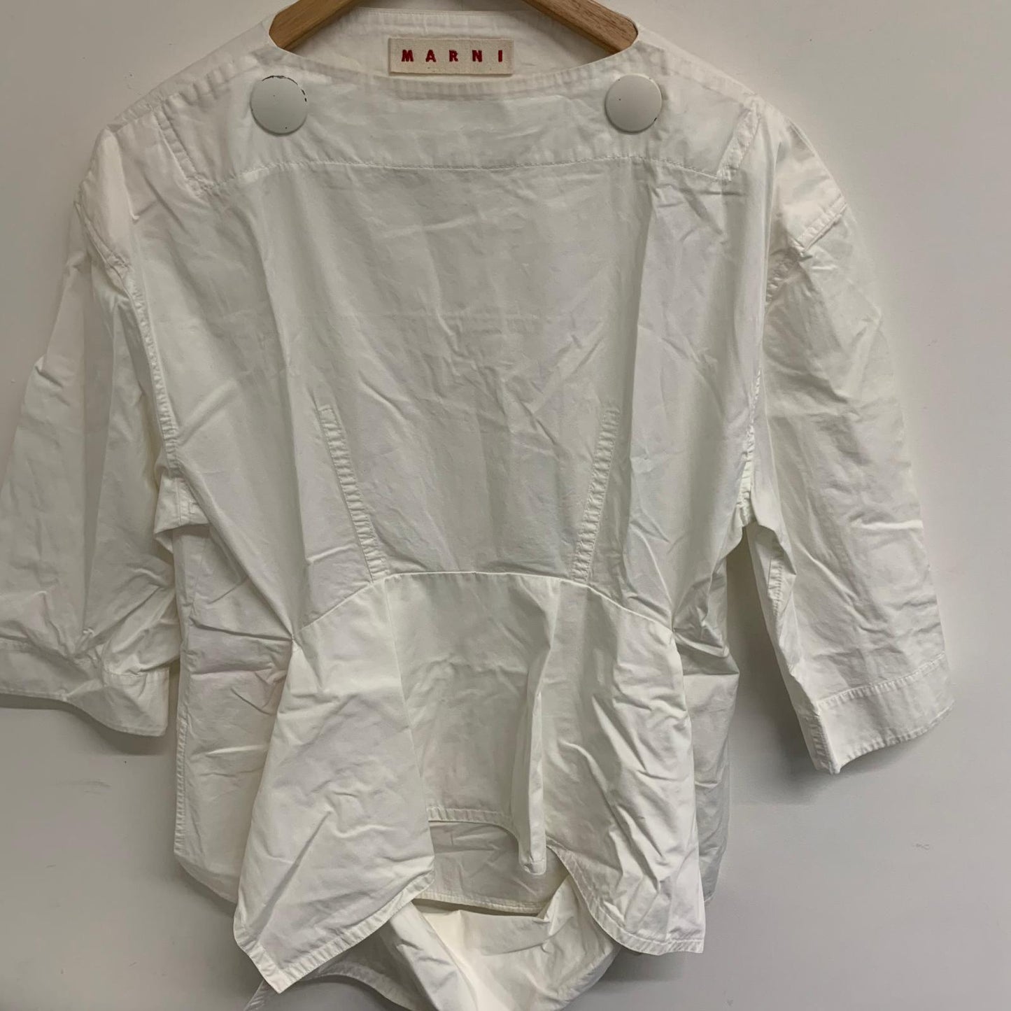 MARNI White Ladies Long Sleeve Round Neck Basic Button-Up Size UK 12 NEW