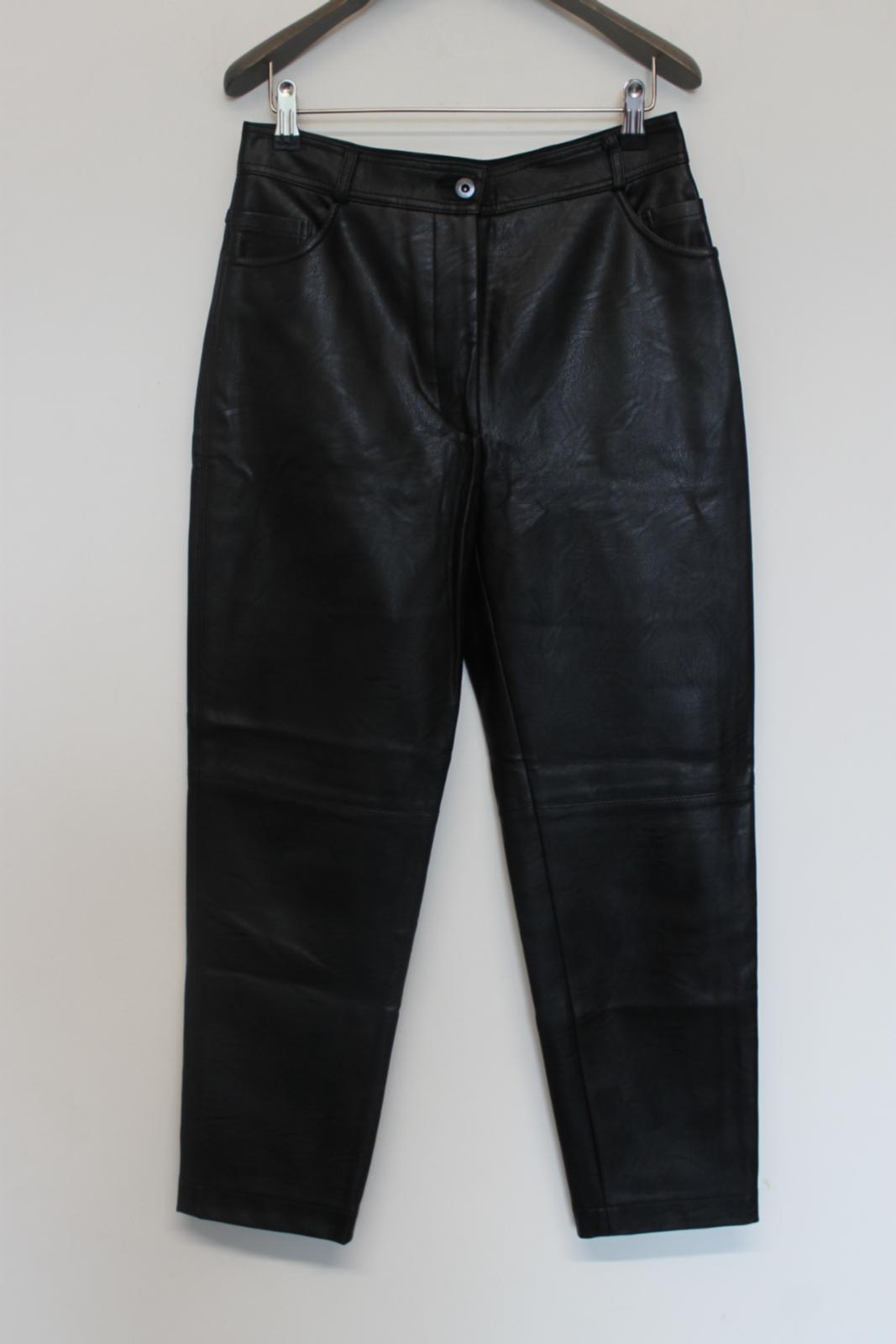 STELLA MCCARTNEY Ladies Black Faux Leather Tapered Trousers EU36 UK8 NEW