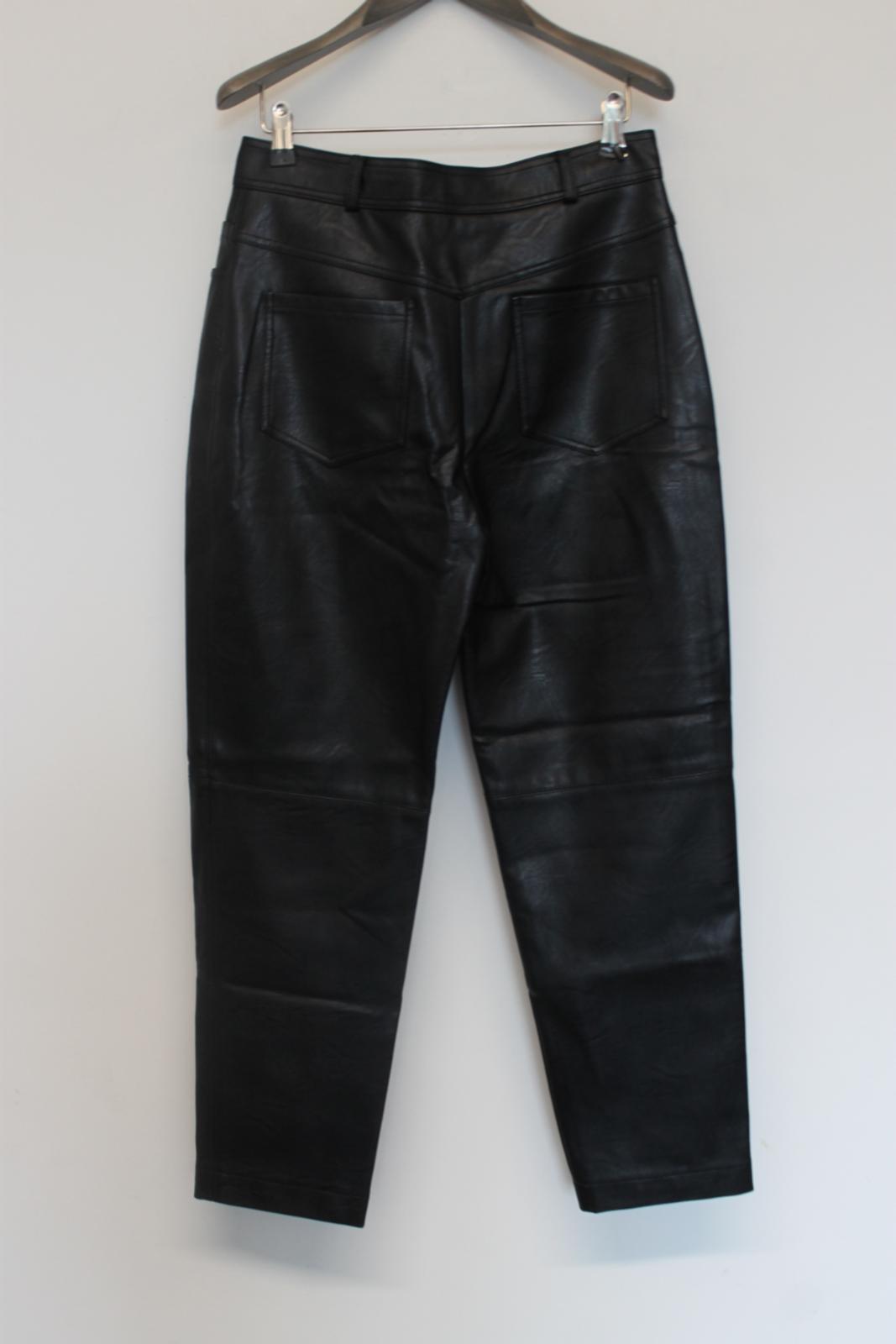 STELLA MCCARTNEY Ladies Black Faux Leather Tapered Trousers EU36 UK8 NEW
