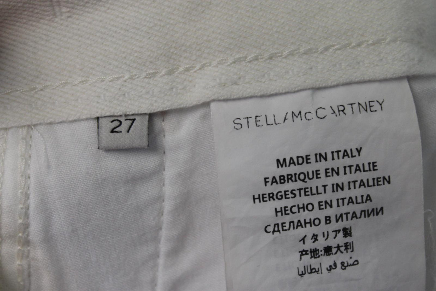 STELLA MCCARTNEY Ladies White Cotton Denim Straight Cut-Off Jeans Size 27 NEW