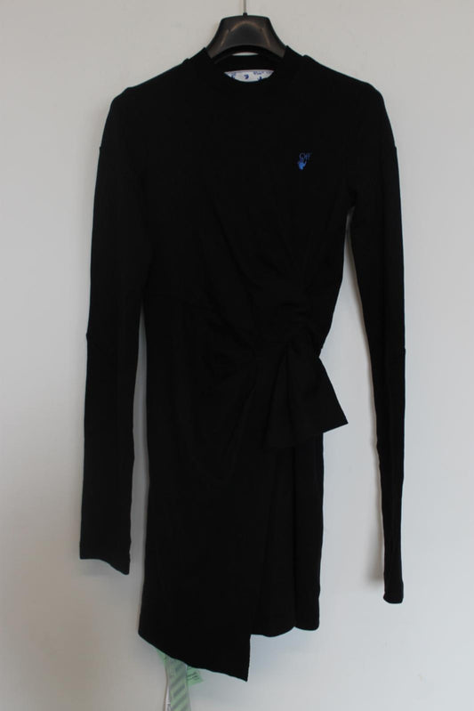 OFF-WHITE Ladies Black Cotton Mariacarla Wrap Dress EU38 UK10 BNWT
