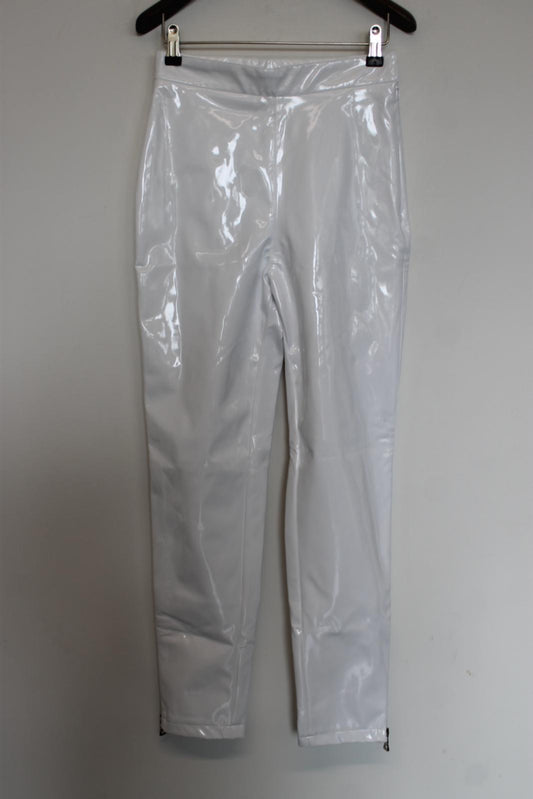 BALMAIN Ladies White Vinyl High Waist Trousers EU36 UK8 NEW
