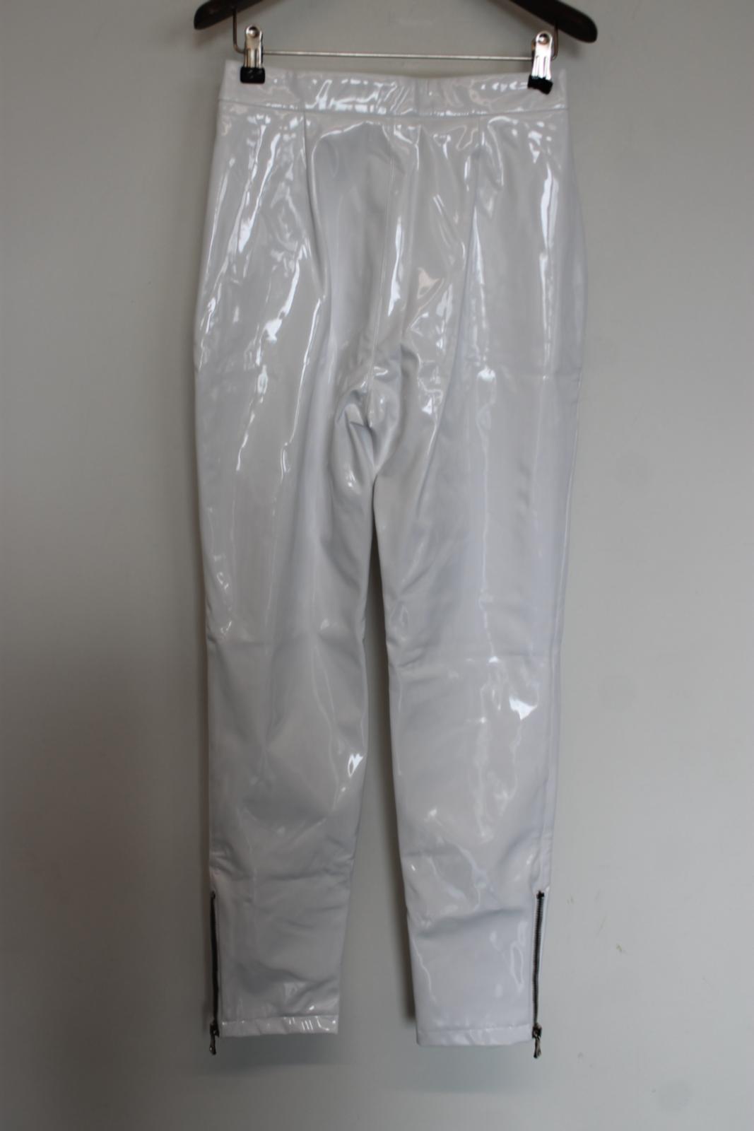 BALMAIN Ladies White Vinyl High Waist Trousers EU36 UK8 NEW