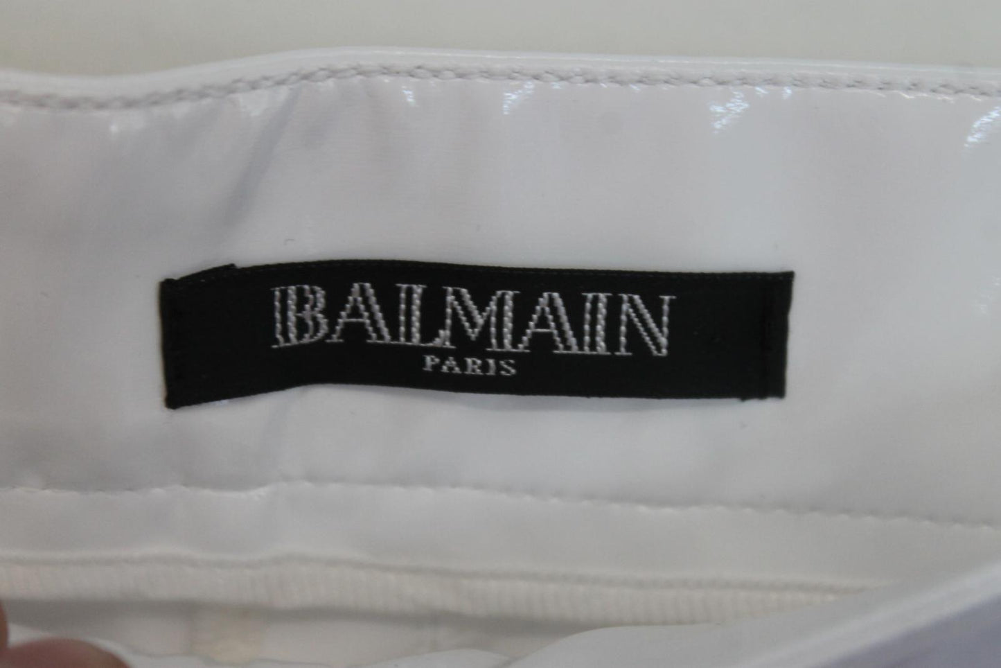BALMAIN Ladies White Vinyl High Waist Trousers EU36 UK8 NEW