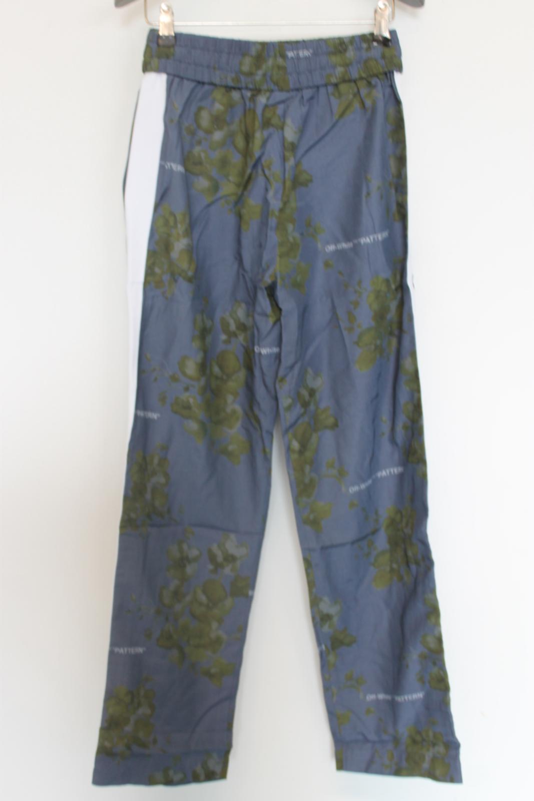 OFF-WHITE Ladies Blue/Green Cotton Blend Floral Print Trousers XS NEW