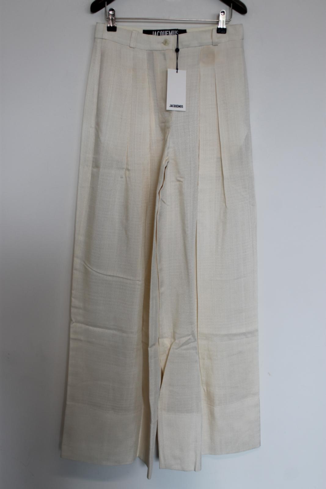 JACQUEMUS Ladies Off White La Colletionneuse Wide-Leg Trousers EU34 UK6 NEW