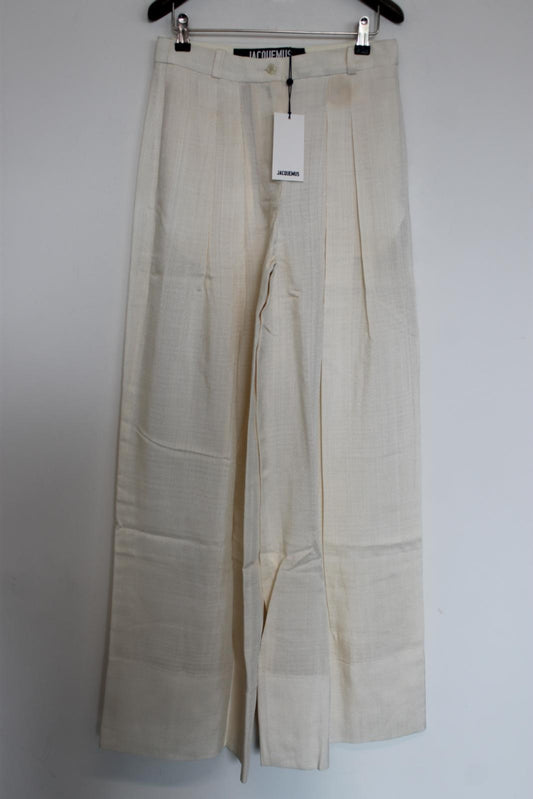 JACQUEMUS Ladies Off White La Colletionneuse Wide-Leg Trousers EU34 UK6 NEW